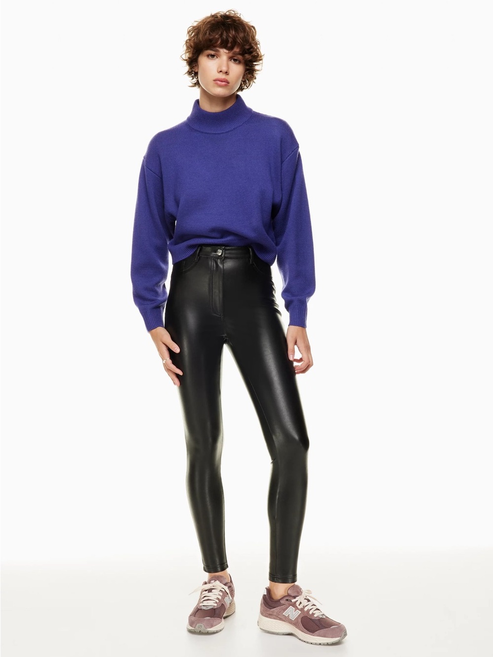 Aritzia Black High-Waist Faux-Leather Skinny Pants